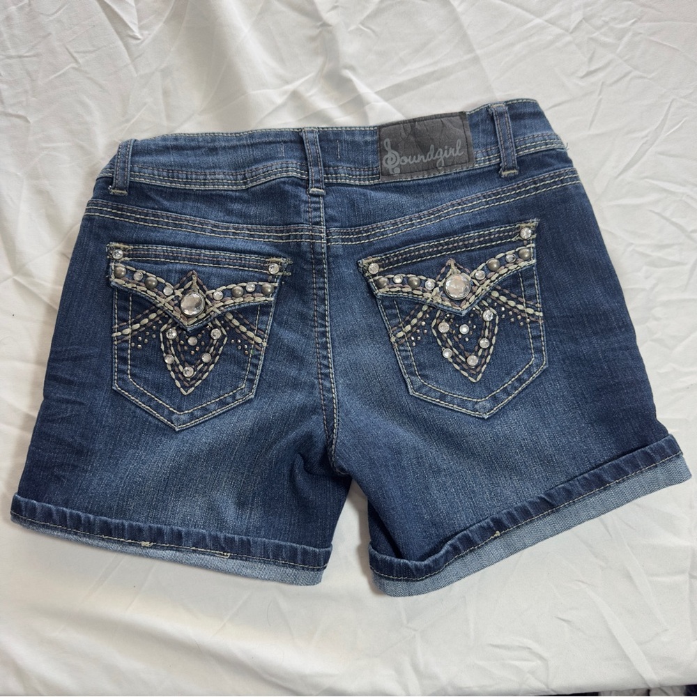 Soundgirl Embellished Blue Jean Shorts Junior 7